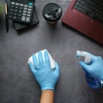 Employee of a cleaning company at work