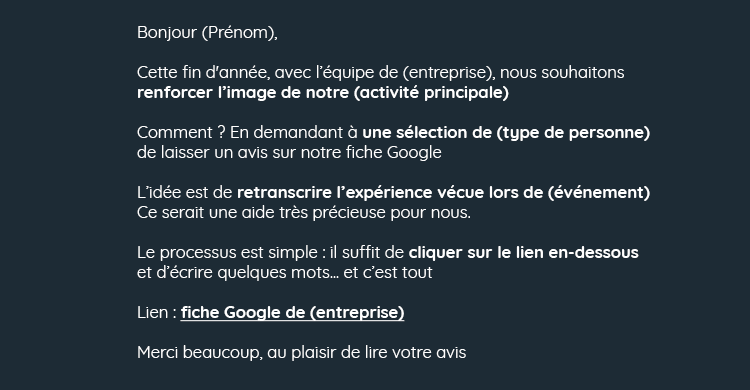 Exemple type de formulation de demande d’avis simple