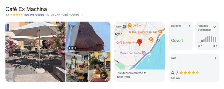 Exemple de fiche d’établissement Google Business Profile
