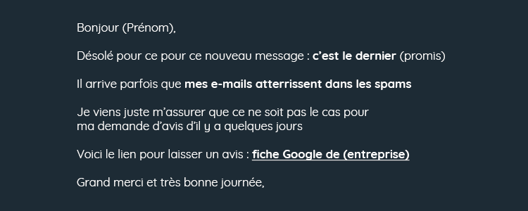 Message de relance utilisant l’aversion à la perte